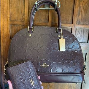 Plum Coach Handbag and wallet